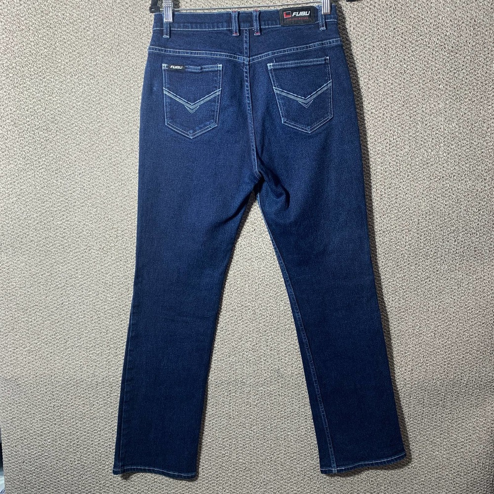 FUBU Womens Jeans 11/12 Juniors Dark Wash Denim‎ Straight Leg Mid Rise Y2K Retro - Picture 5 of 11